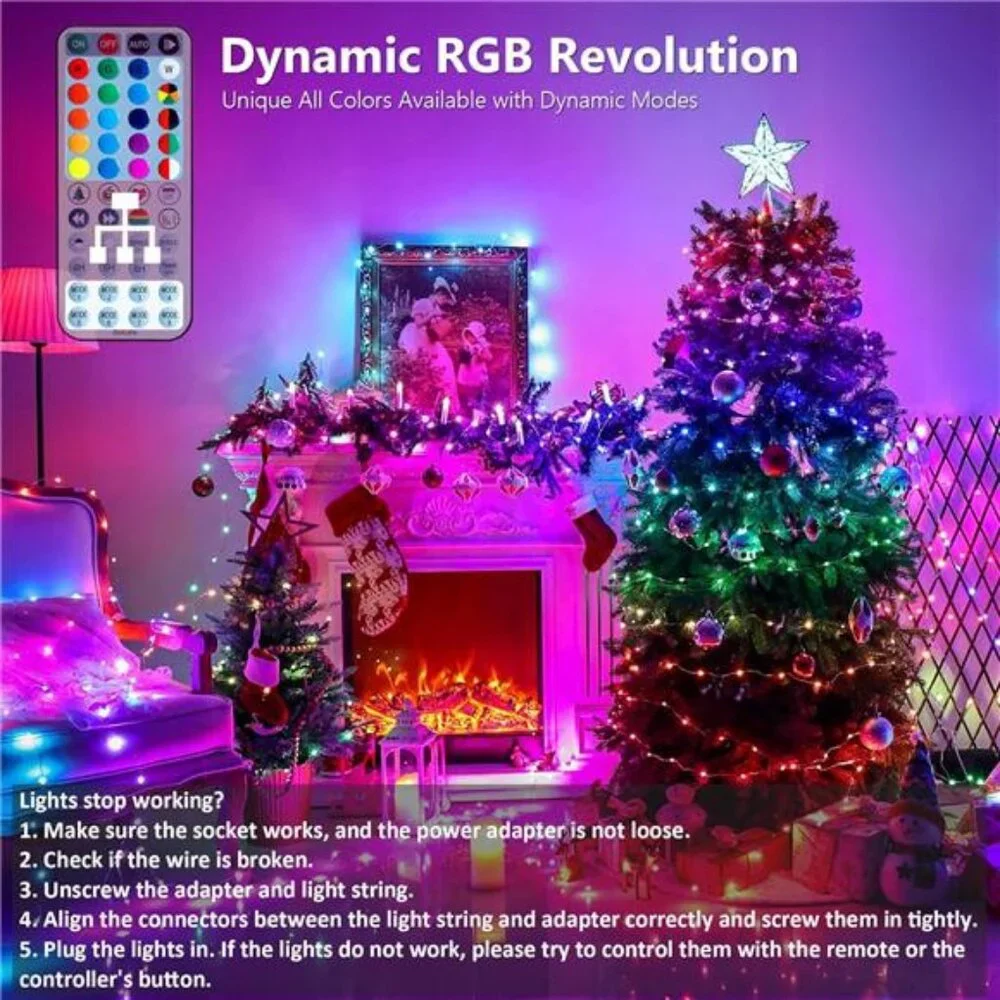 Christmas Fairy Lights 66ft 200 LED Color Changing Remote Indoor Outdoor Twinkle